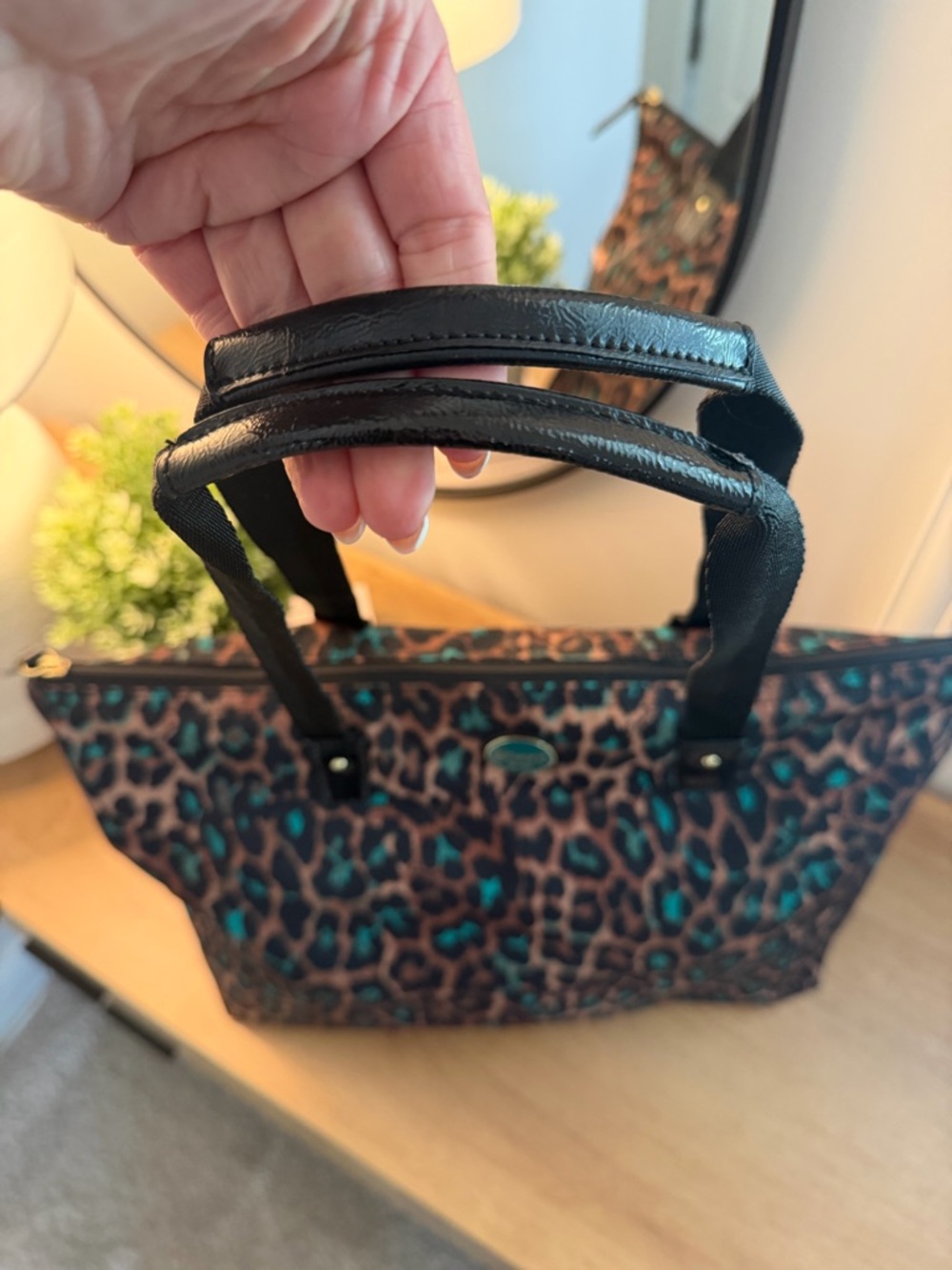 Coach Leopard-Print Tote with Teal Accents - Picture 2 of 8
